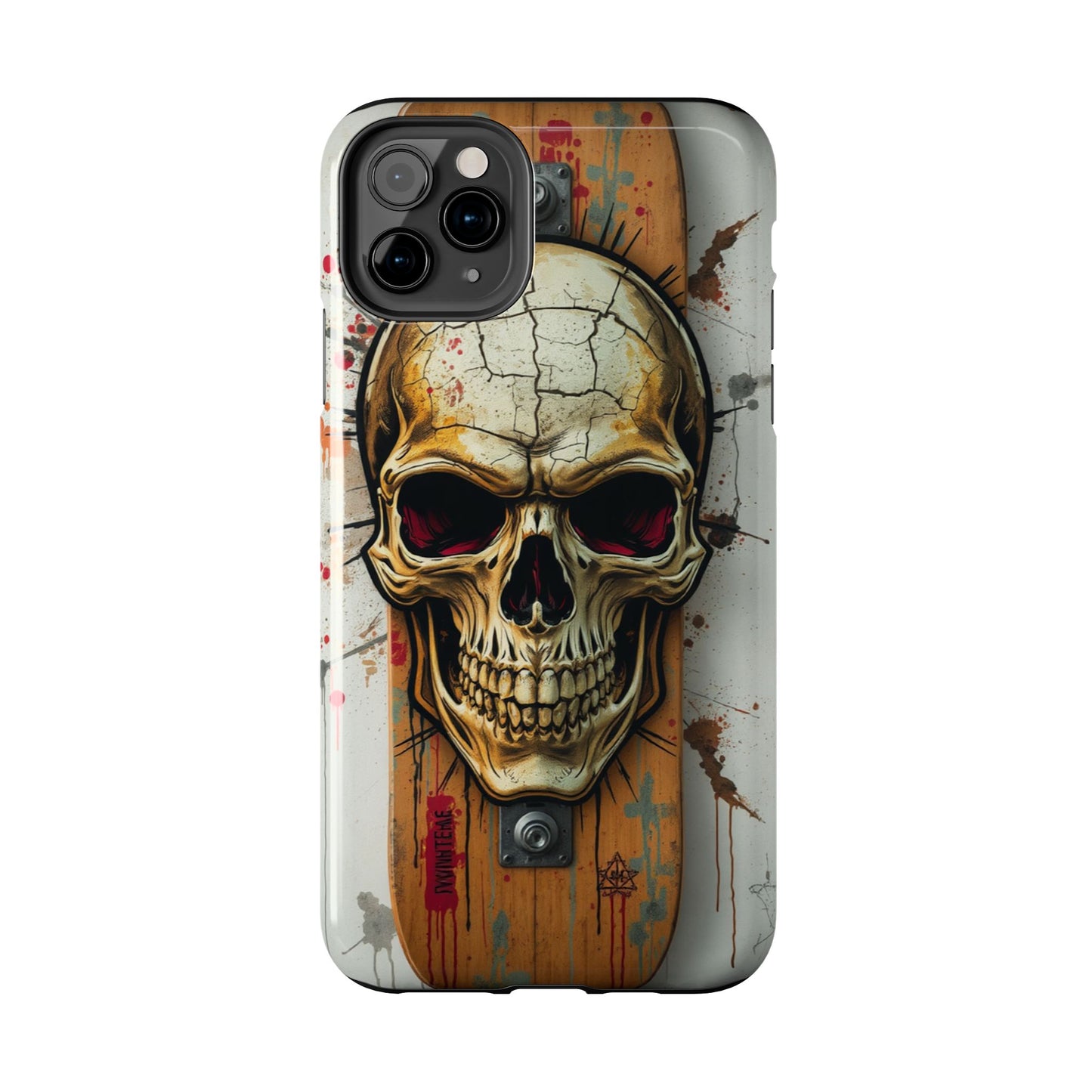 Edgy Skull Tough Phone Case - Durable Protection for Skateboard Enthusiasts