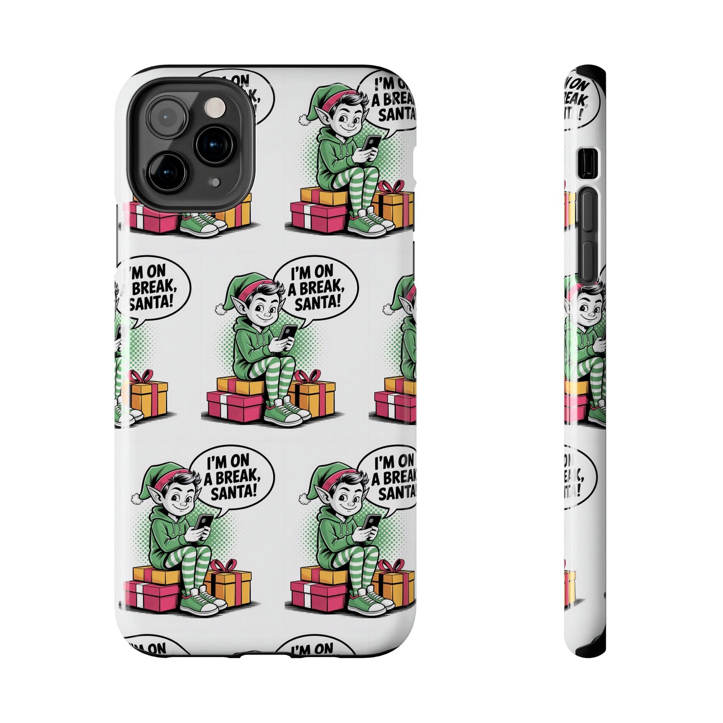 Christmas Elf Tough Phone Case - I'm on a Break, Santa Pattern!