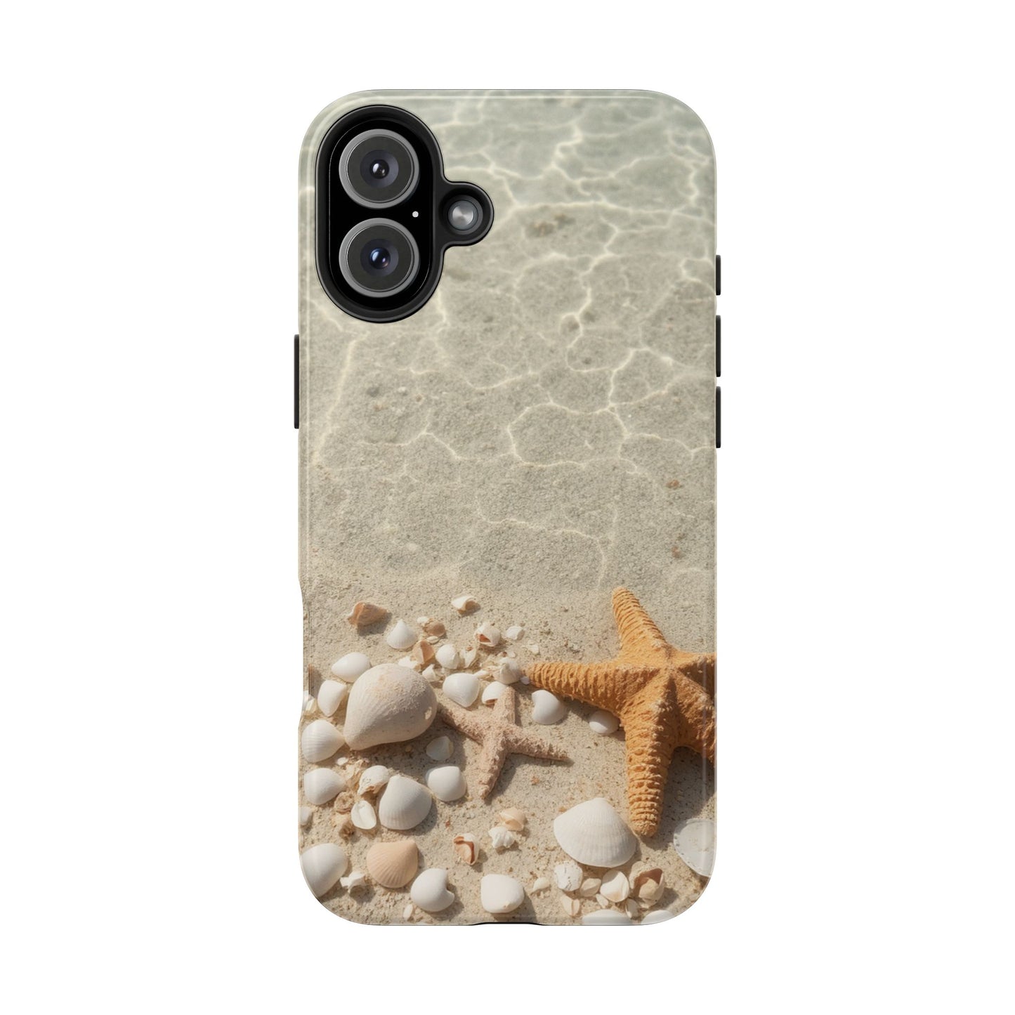 Beach-Inspired Tough Phone Case with Starfish and Seashell Design