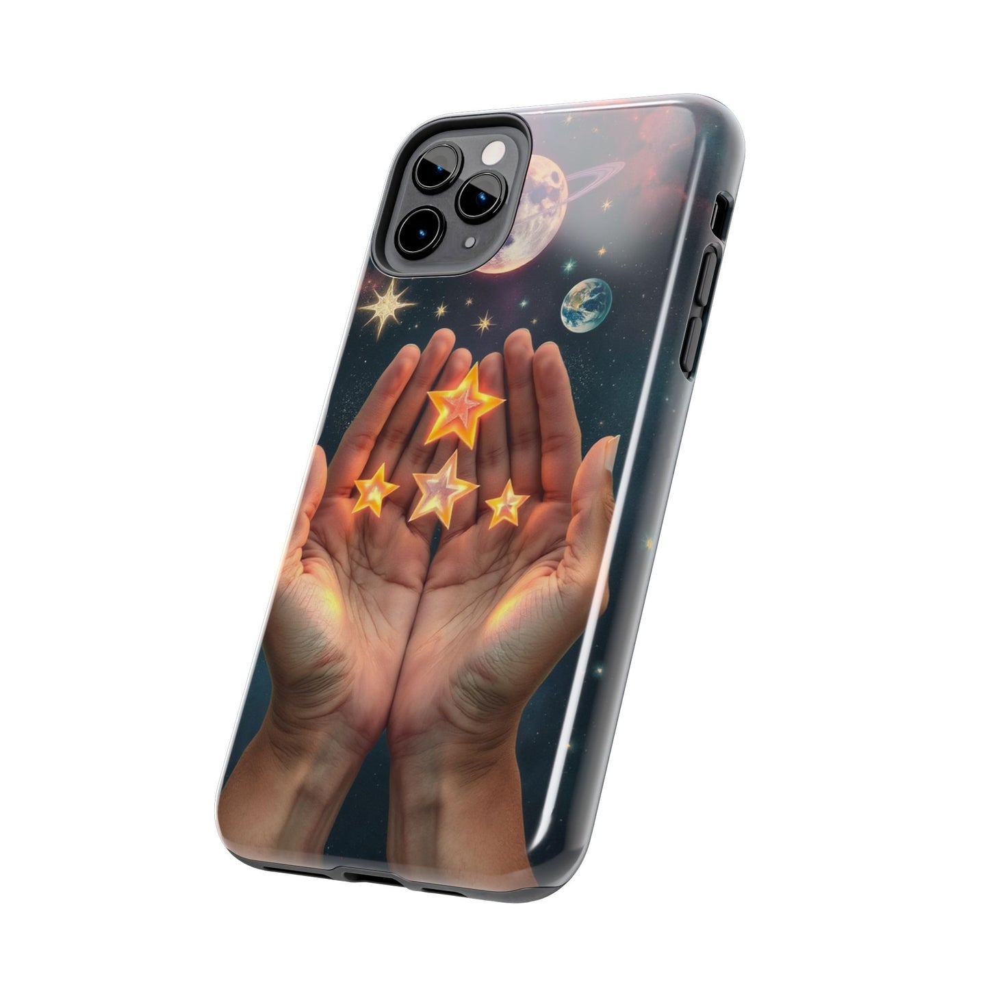 Galaxy Hands Tough Phone Case - Celestial Design for Star Lovers