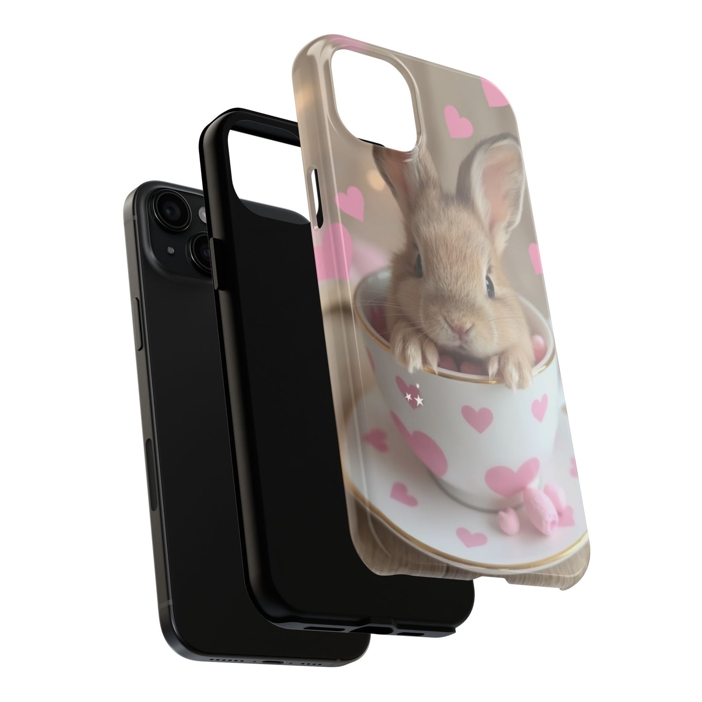Adorable Bunny Phone Case with Heart Design - Cute Gift for Animal Lovers