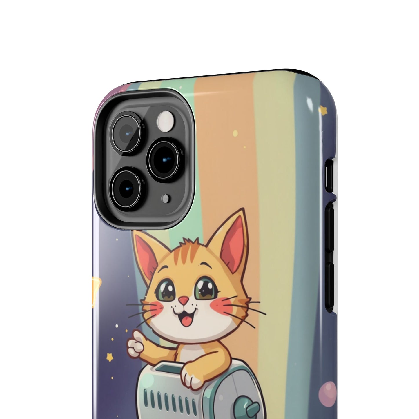 Cute Cat Rocket Phone Case - Vibrant and Playful Tough Case