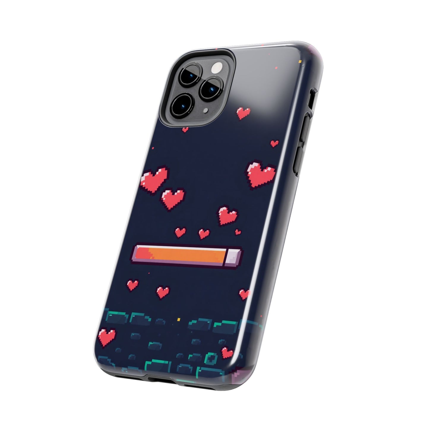 Pixel Heart Tough Phone Case - Retro Gamer Style for Valentine's Day