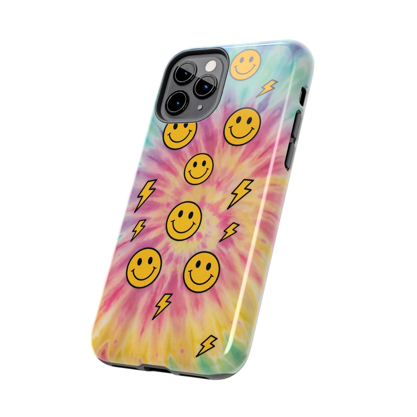 Colorful Smiley Lightning Tough Phone Case - Fun & Durable