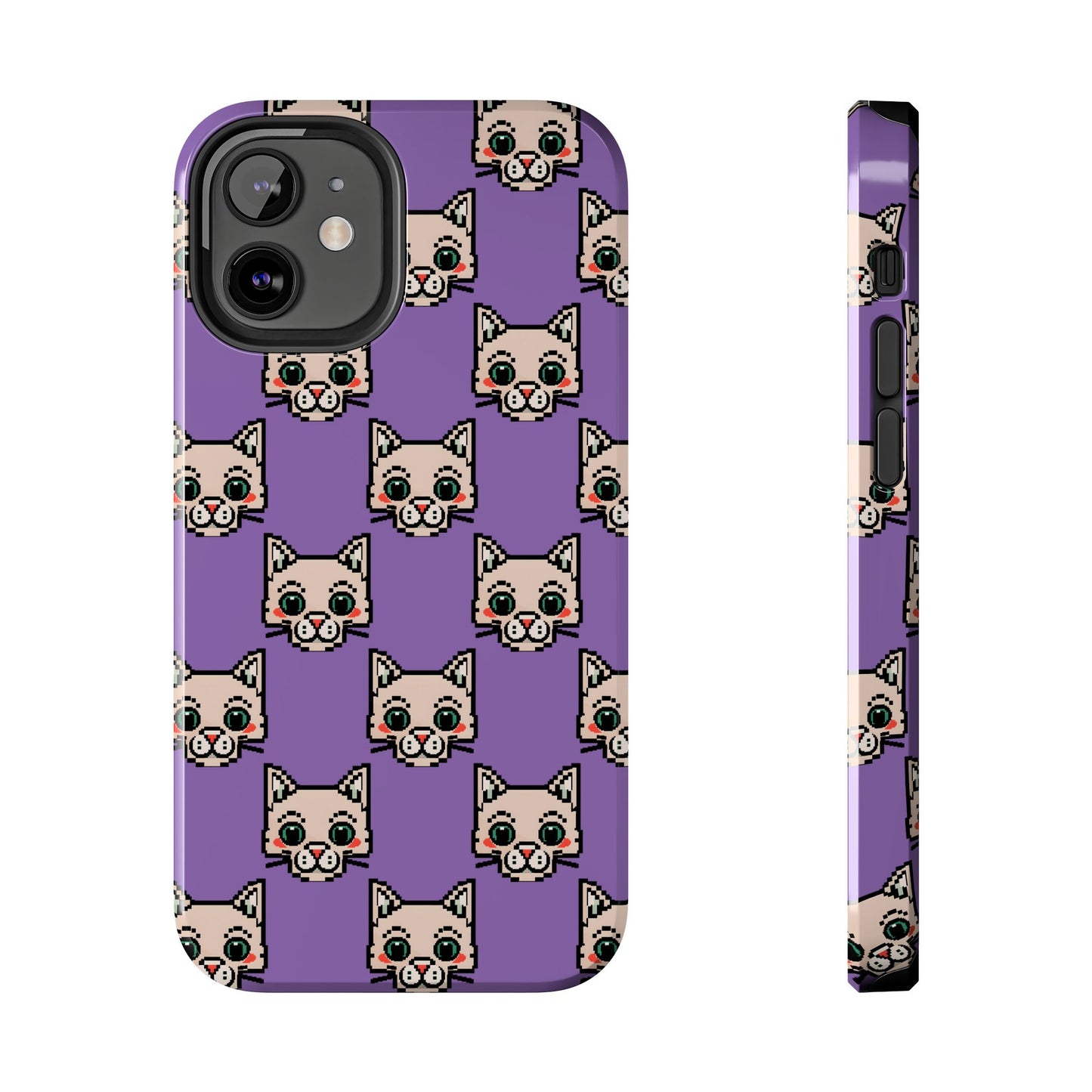 Cute Pixel Cat Tough Phone Case – Fun and Durable Protection for Cat Lovers - for iPhone