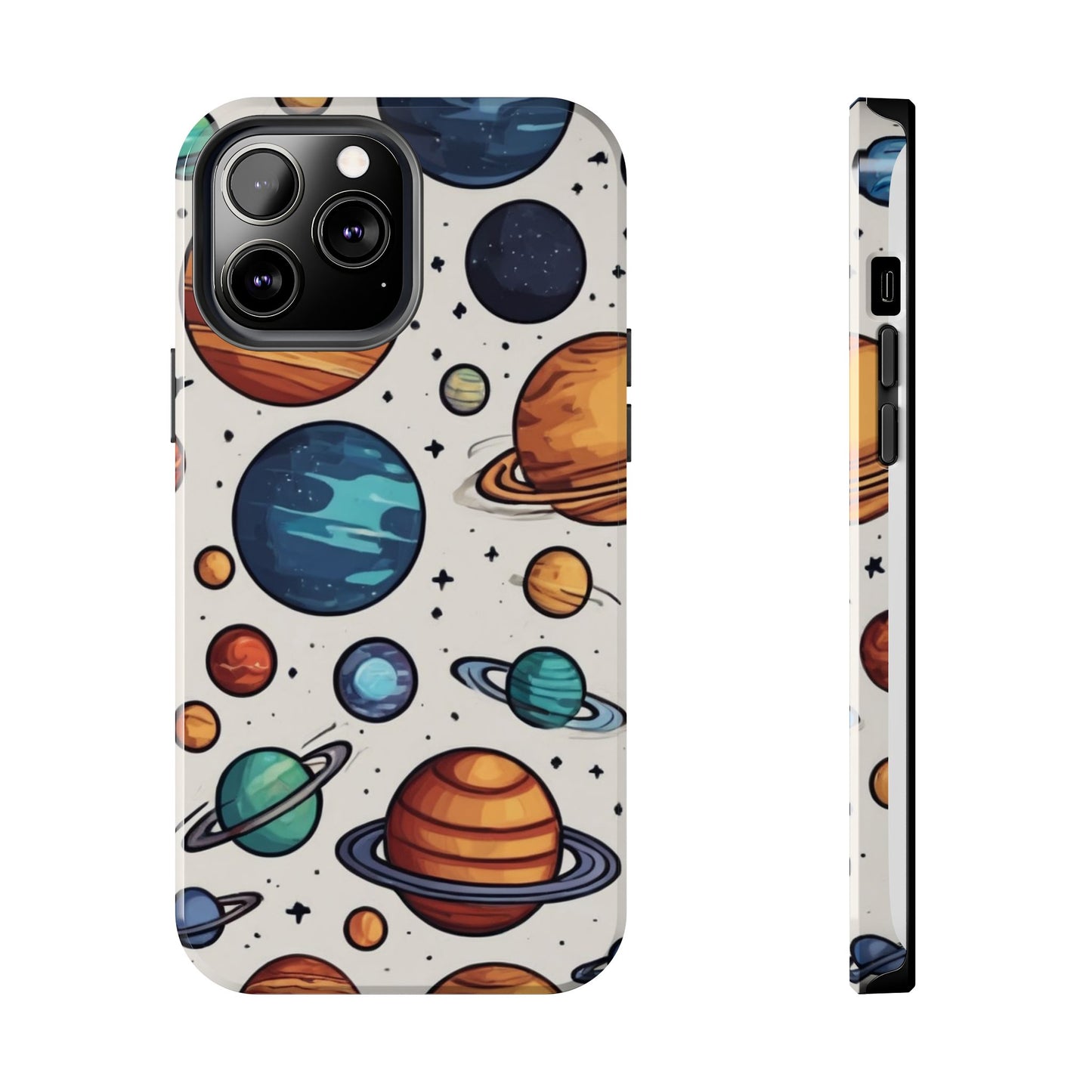 Cosmic Galaxy Tough Phone Case - Planetary Cartoon Design - for iPhone
