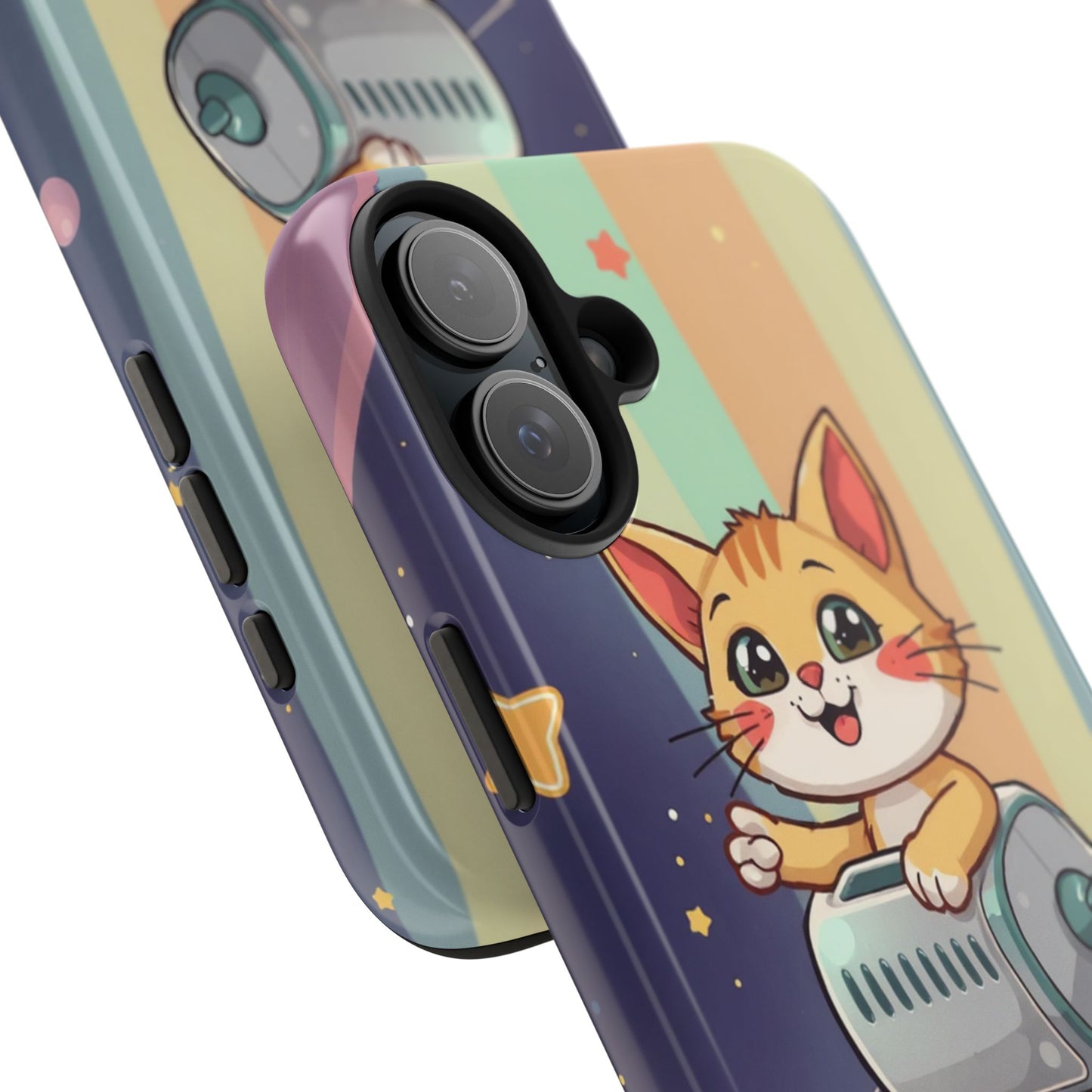 Cute Cat Rocket Phone Case - Vibrant and Playful Tough Case