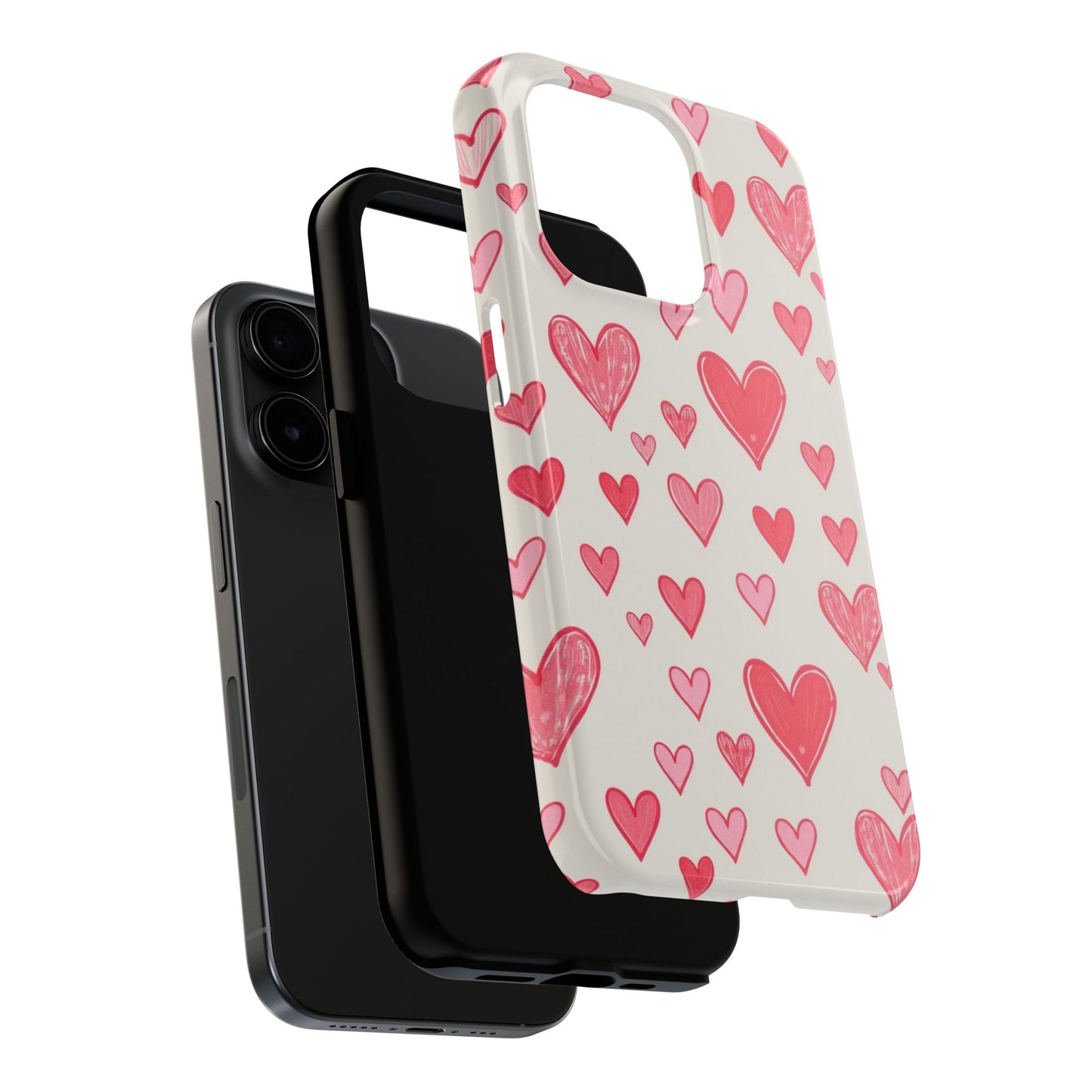 Heart Pattern Tough Phone Case - Cute and Stylish Protection