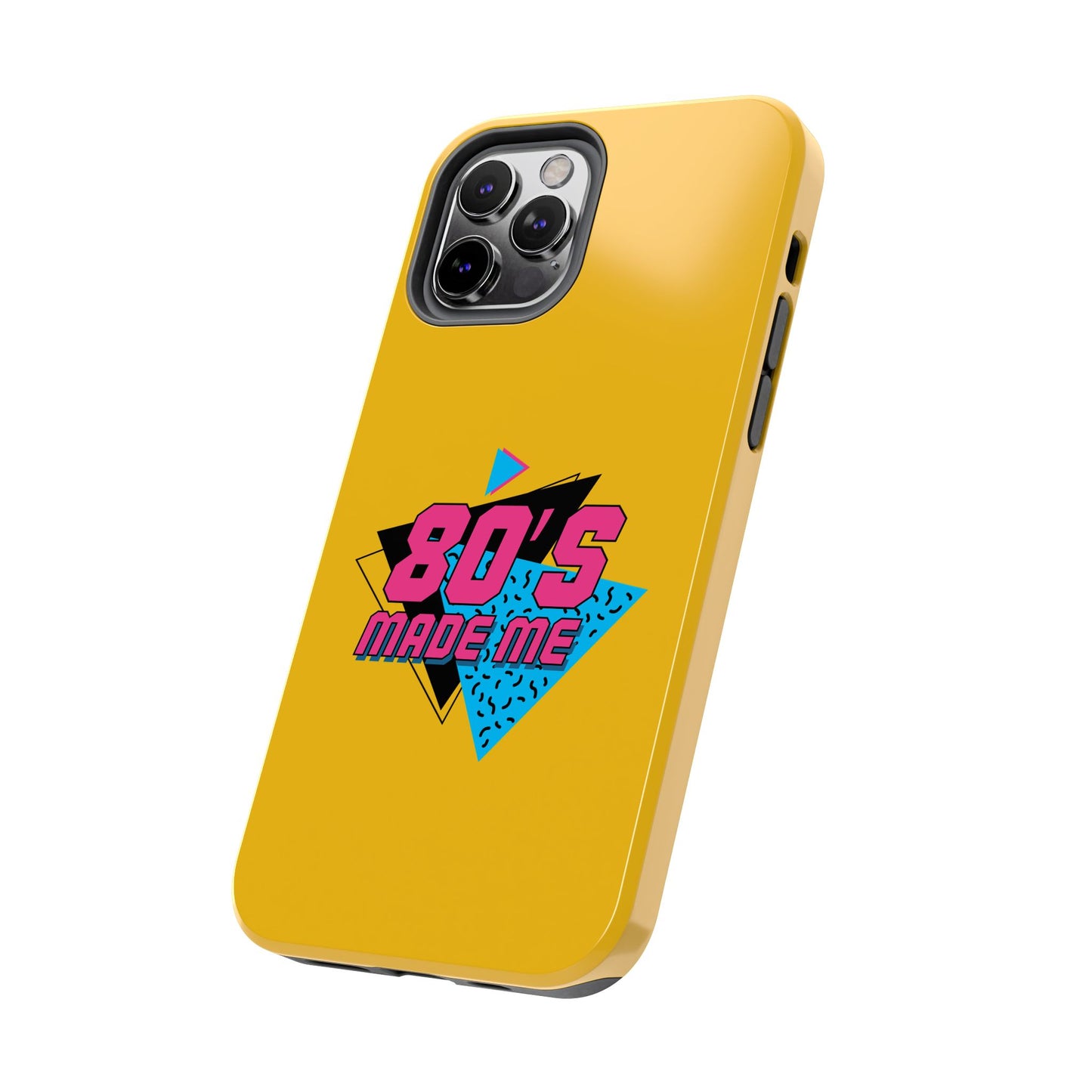 80's Made Me Tough Phone Case - Retro Yellow Silicone Cover - for iPhone