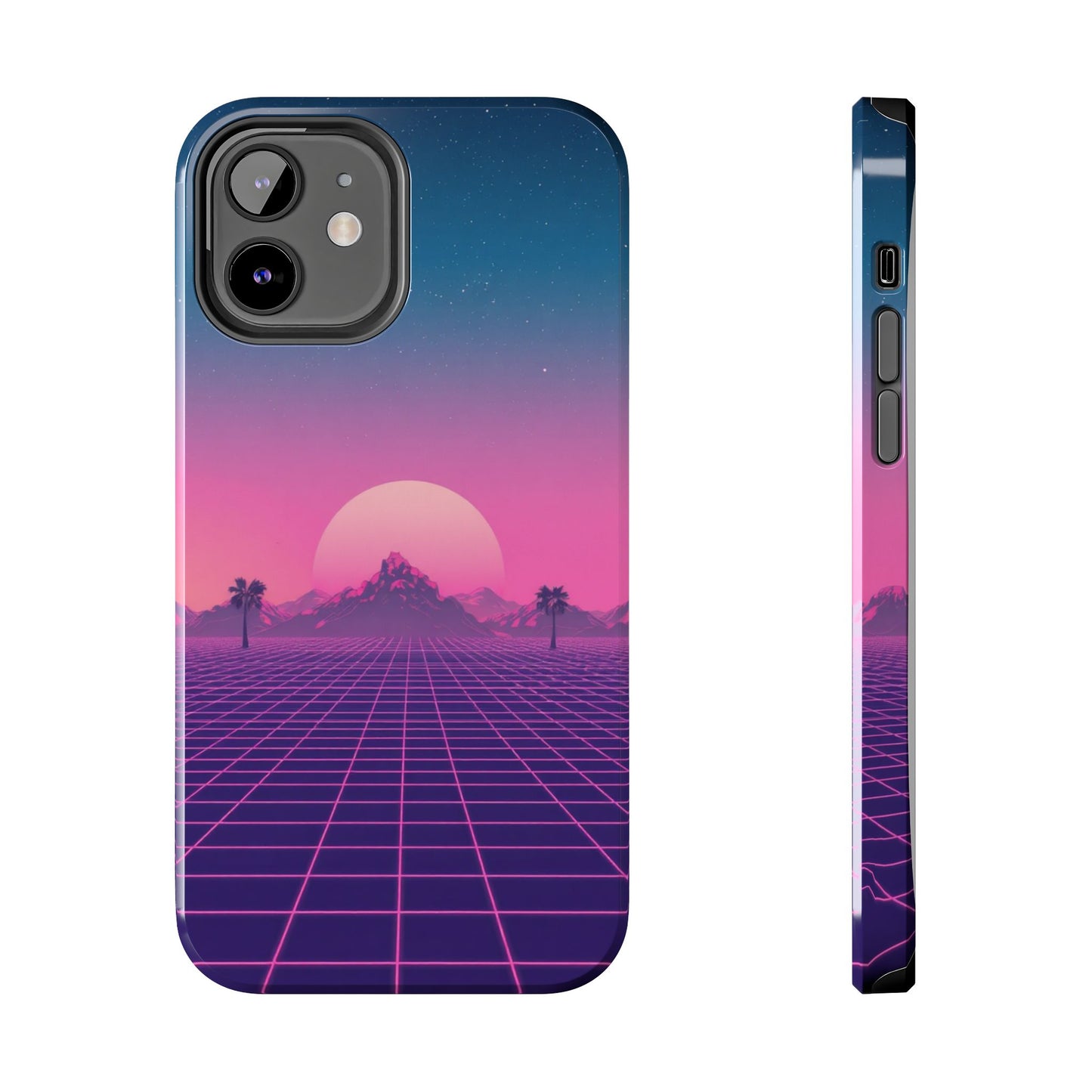 Retro Aesthetic Tough Phone Case - Vibrant Sunset Design