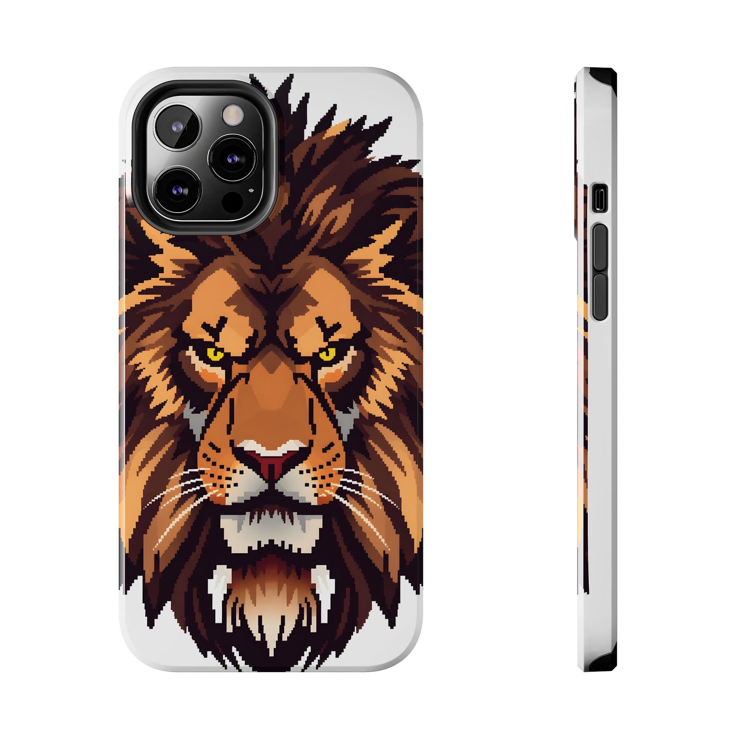 Fierce Pixelated Lion Tough Phone Case - Durable Design for Animal Lovers - for iPhone