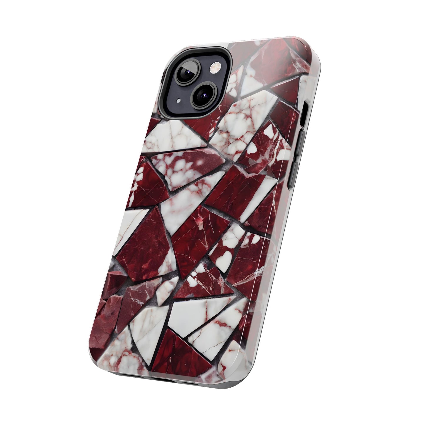 Shattered Dark Red Marble Pattern Tough Phone Case - Durable & Stylish Protection for iPhone