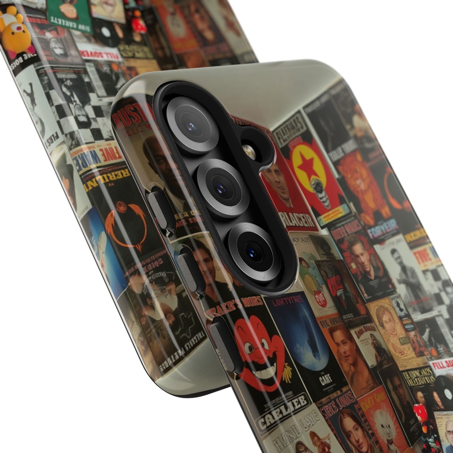 Retro Vibe Tough Phone Case - Vintage Movie Posters & Plush Toys Design