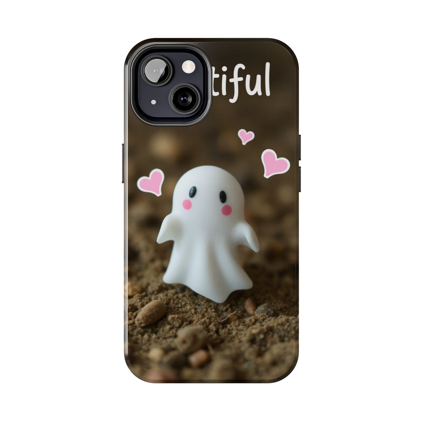 Cute Ghost Tough Phone Case - Beautiful Design with Heart Accents