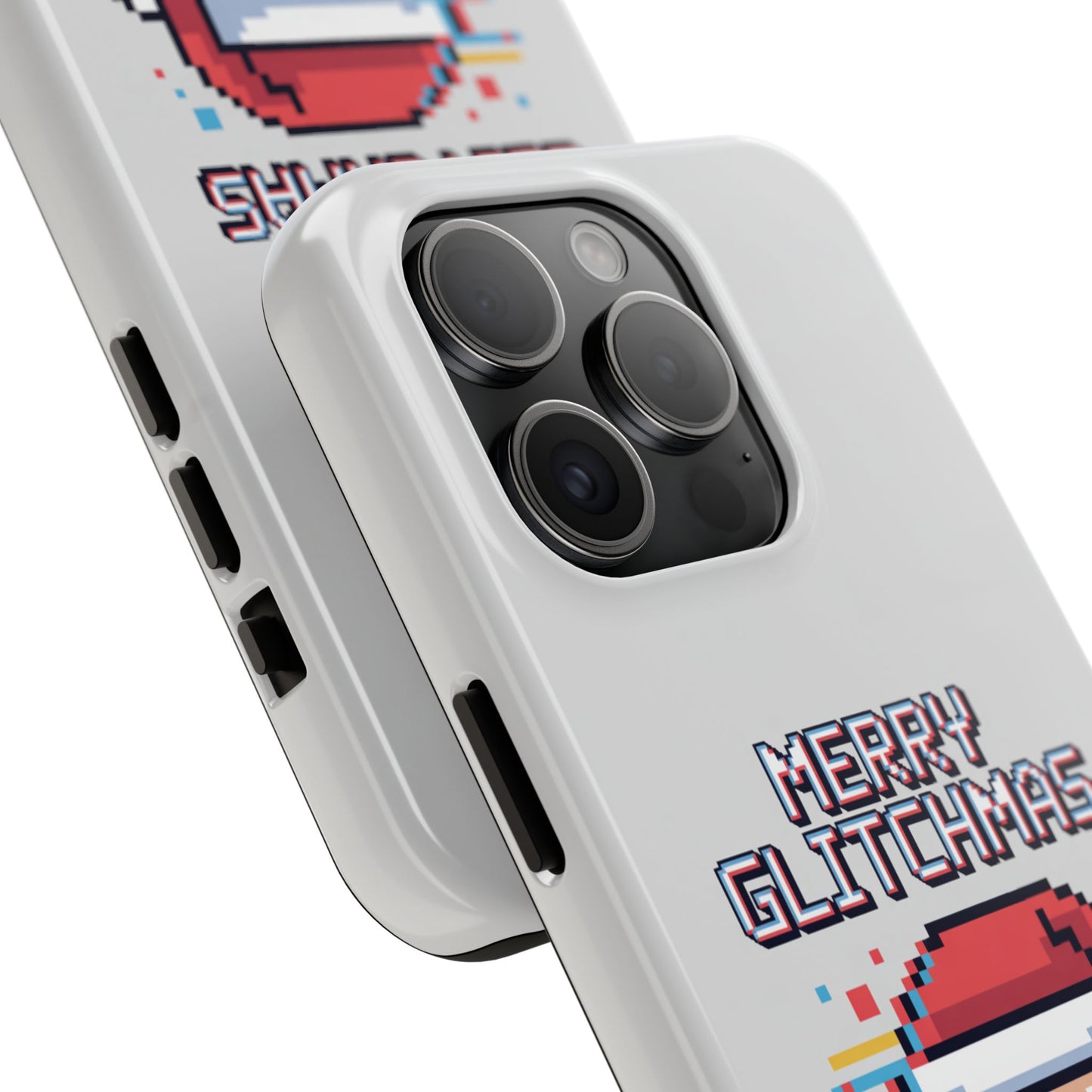 Merry Glitchmas Phone Case - Christmas Pixel Art Design for iPhone