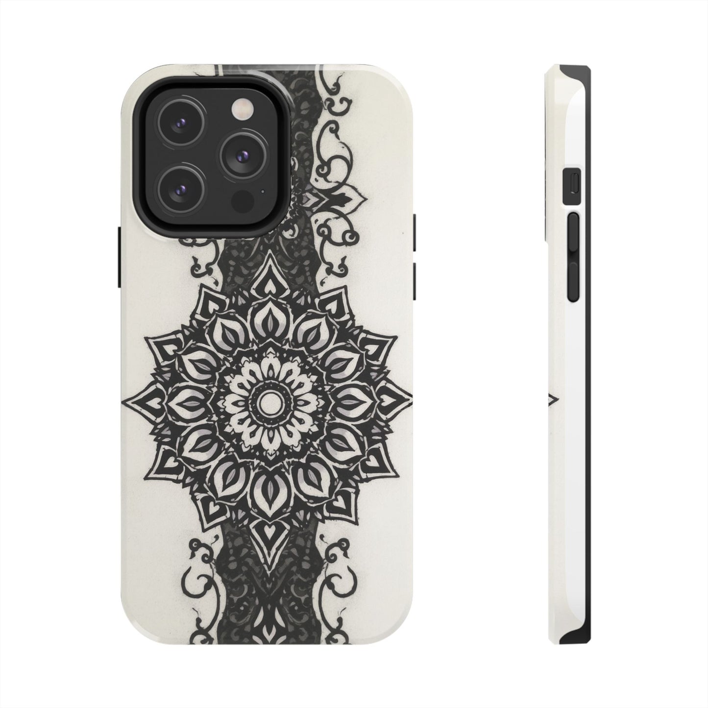 Stylish Tough Phone Cases with Dark Mandala Design - Durable and Unique Protection - for iPhone