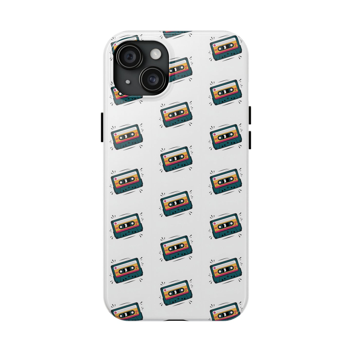Retro Cassette Tape Phone Case Pattern - White