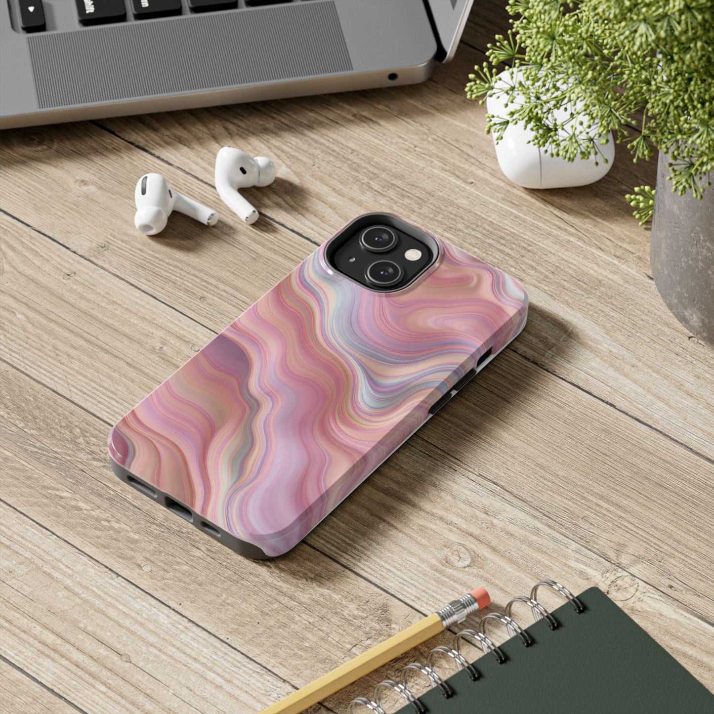 Stylish Tough Phone Cases - Abstract Pink Marble Design