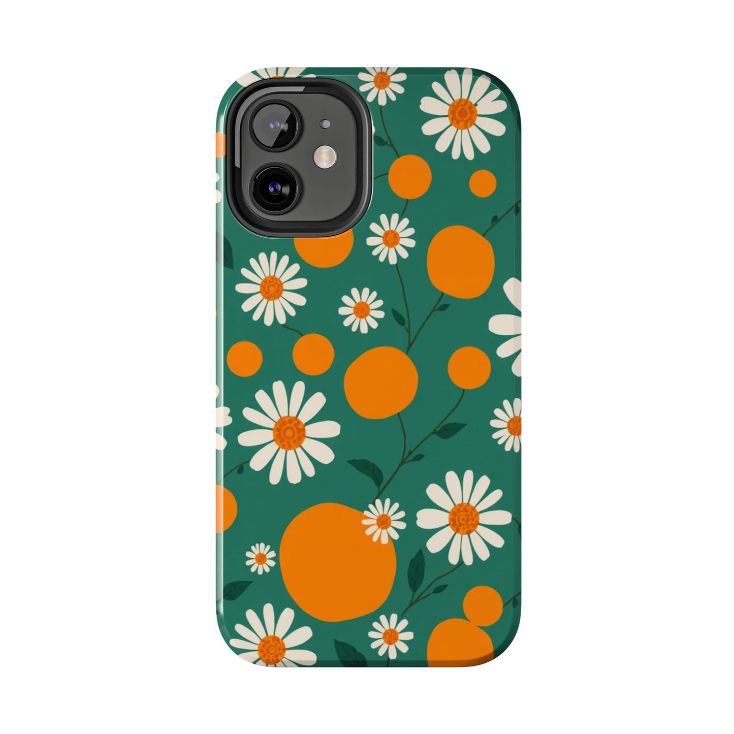 Floral Tough Phone Case - Daisy & Orange Design