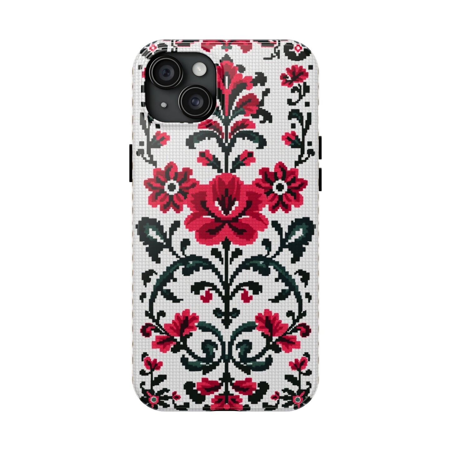 Traditional Floral Knit Tough Phone Cases - Durable Protection with Vintage Style - for iPhone