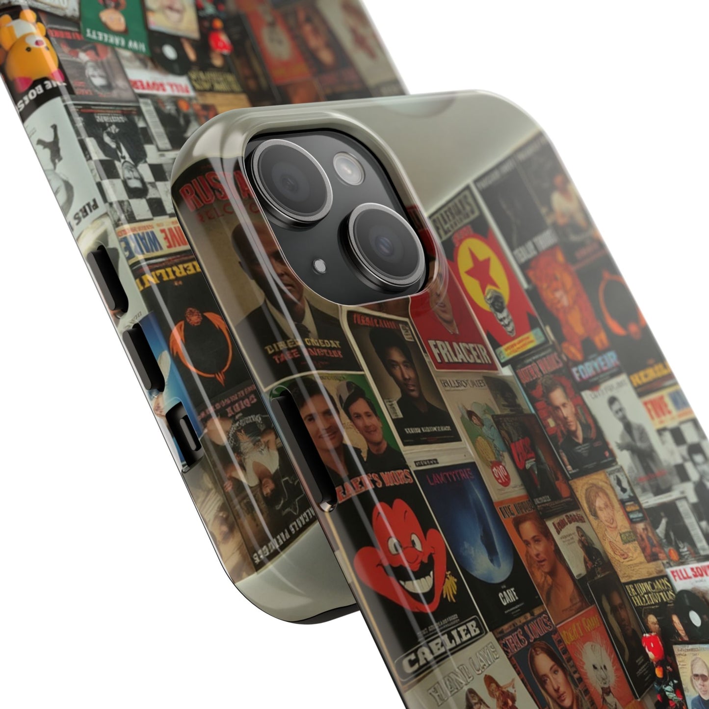 Retro Vibe Tough Phone Case - Vintage Movie Posters & Plush Toys Design