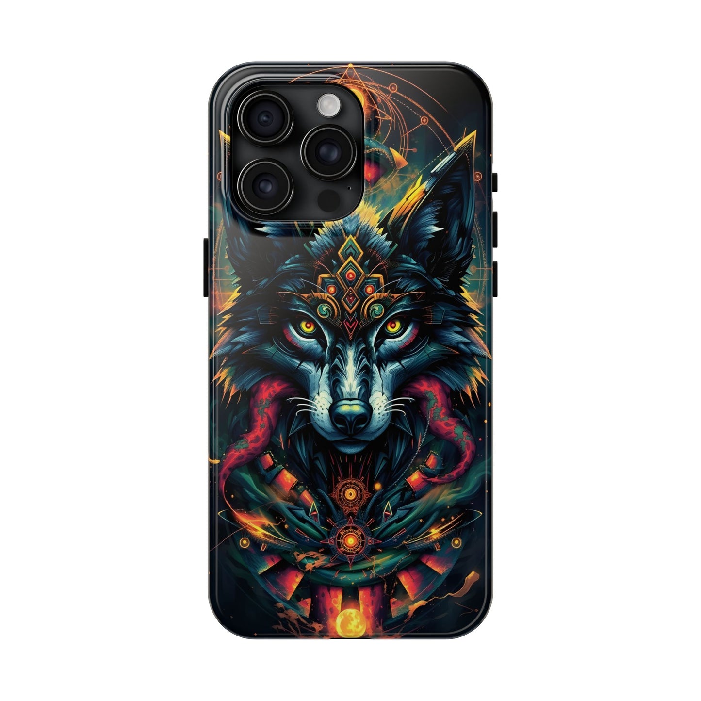 Vibrant Mystical Wolf Art Tough Phone Case - Durable & Unique Design for Animal Lovers - for iPhone