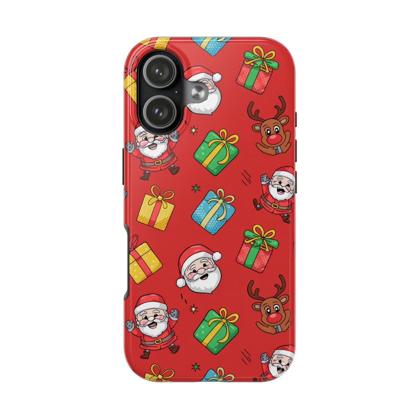 Festive Santa and Reindeer Tough Phone Case - Christmas Holiday Design