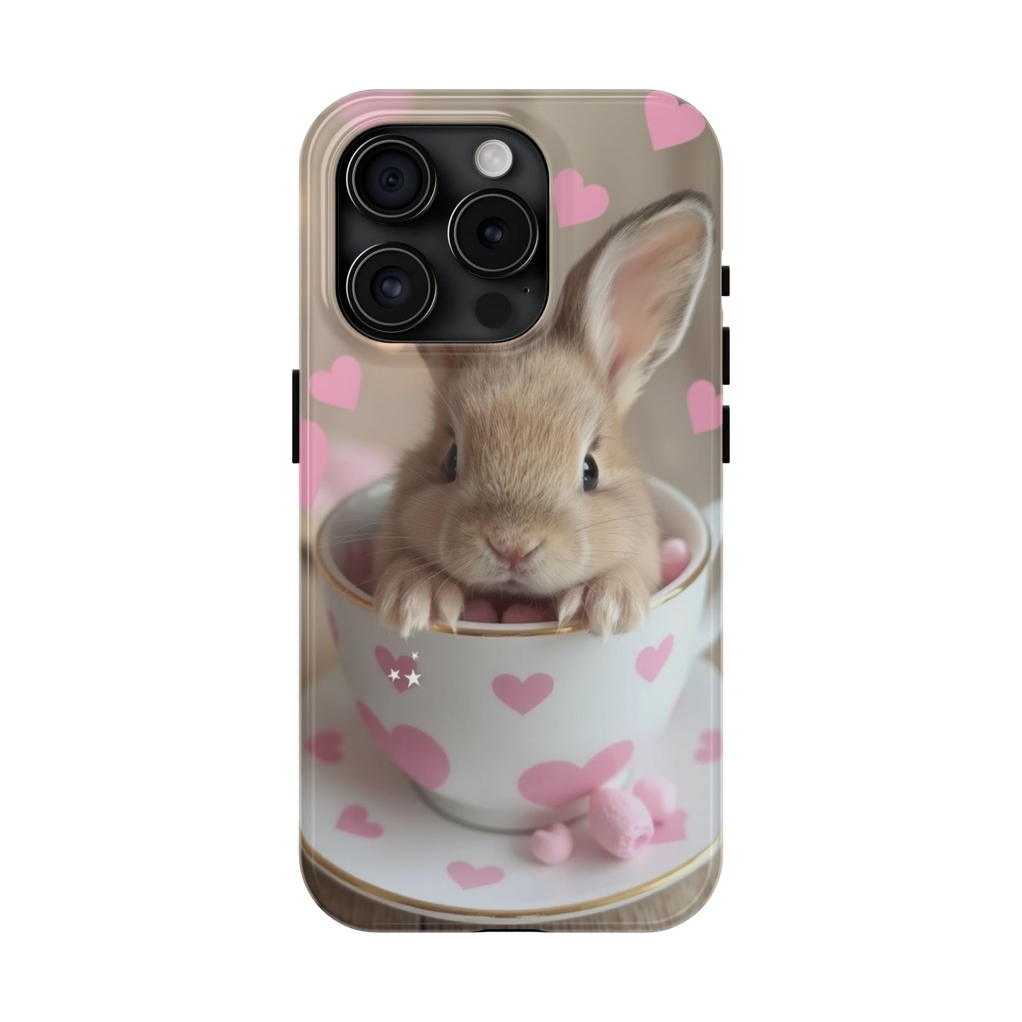 Adorable Bunny Phone Case with Heart Design - Cute Gift for Animal Lovers