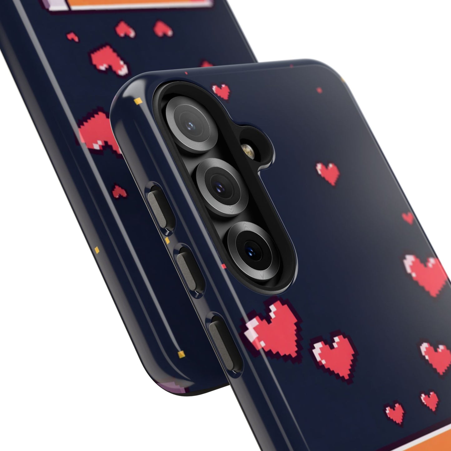 Pixel Heart Tough Phone Case - Retro Gamer Style for Valentine's Day