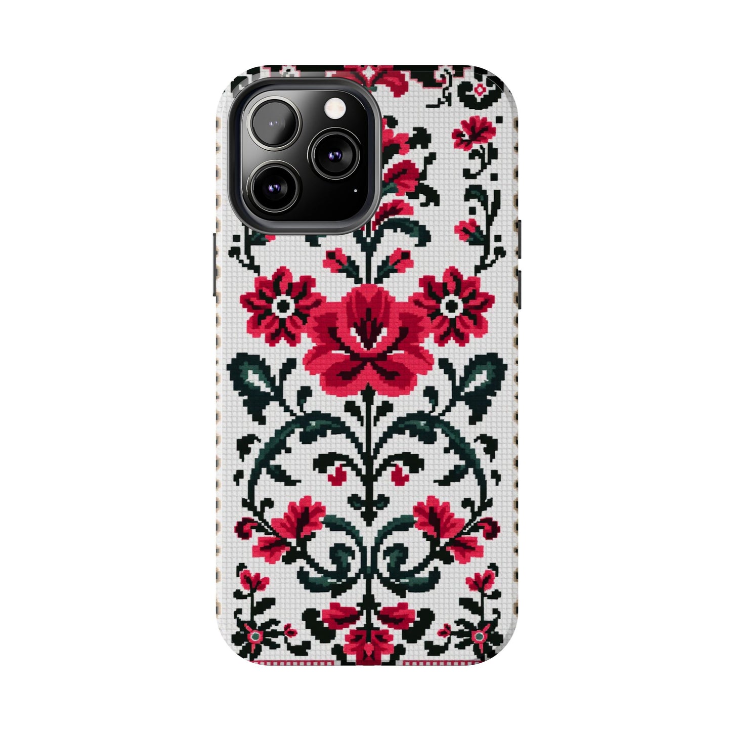 Traditional Floral Knit Tough Phone Cases - Durable Protection with Vintage Style - for iPhone
