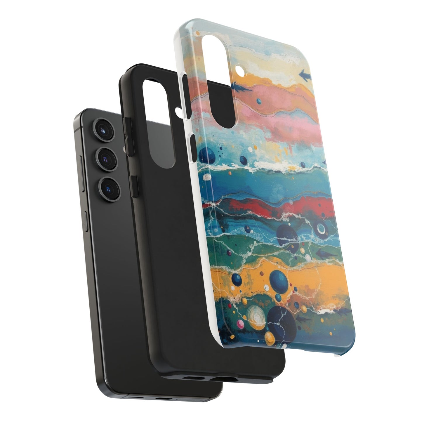 Artistic Tough Phone Case - Vibrant Waves Design for Unique Style
