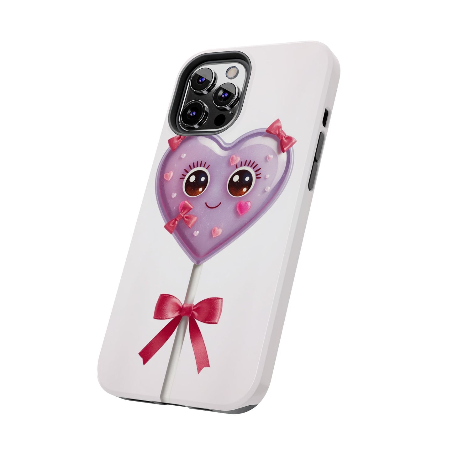 Cute Heart Lollipop Tough Phone Case - Adorable Protection for Candy Lovers