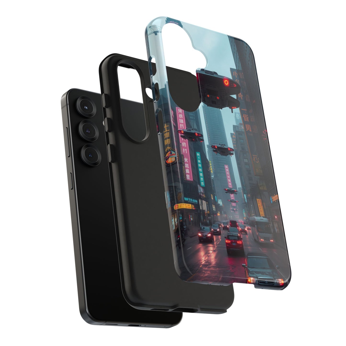 Futuristic City Tough Phone Case - Sci-Fi Design for Urban Explorers