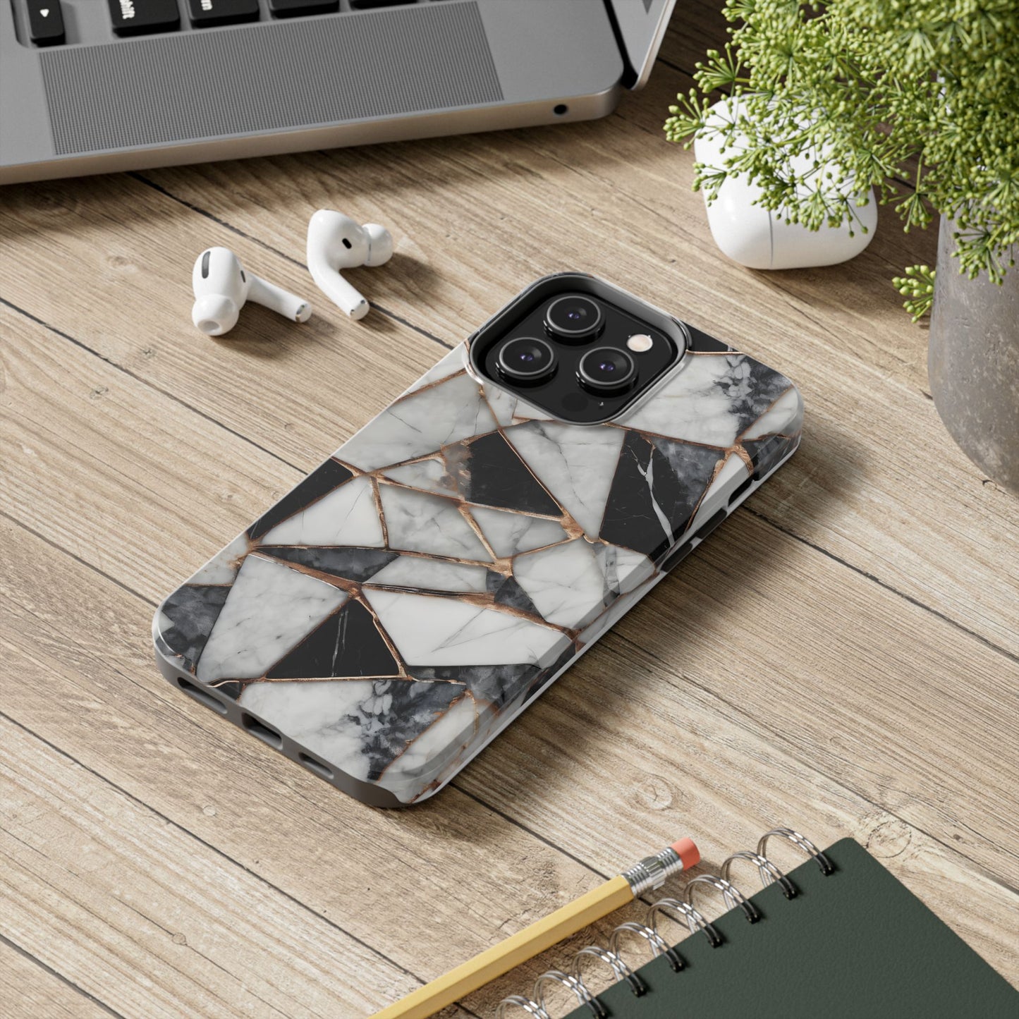 Elegant Marble Tough Phone Case - Stylish Protection for iPhone