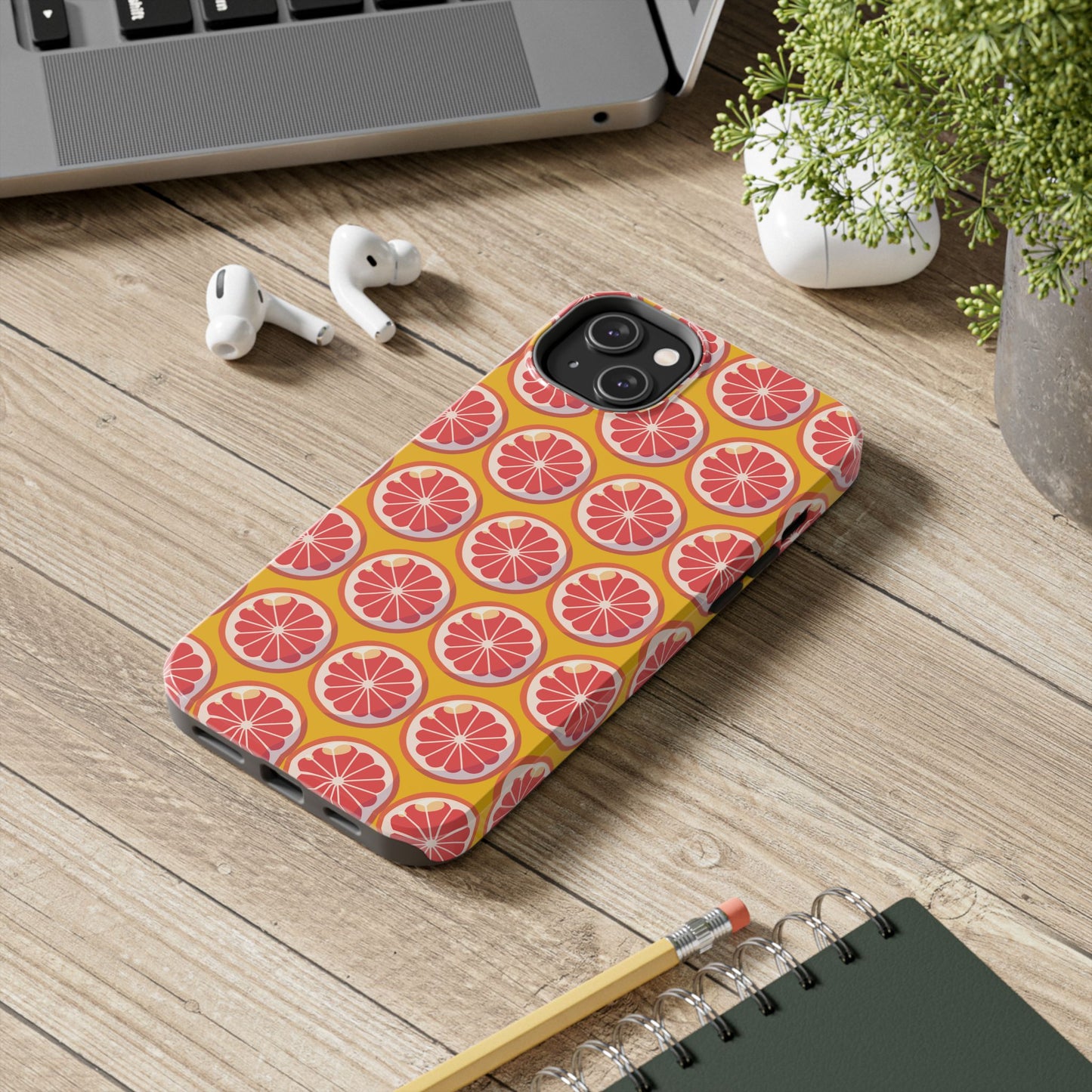 Citrus Pattern Tough Phone Case - Bright Grapefruit Design - for iPhone