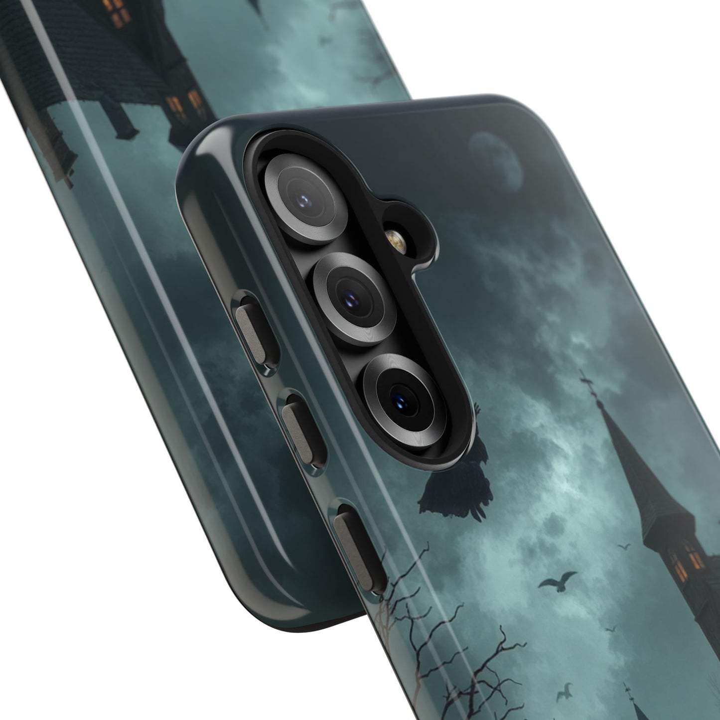 Halloween-Themed Tough Phone Case with Spooky House Design