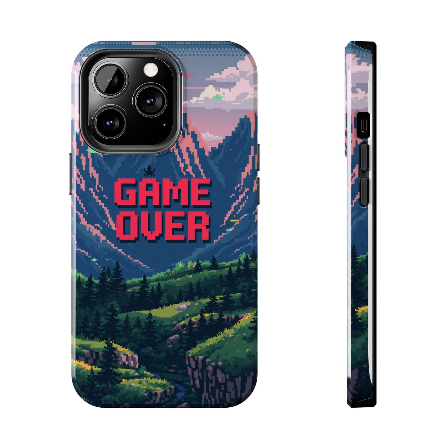 Pixel Art Tough Phone Case - 'Game Over' Design for Gamers