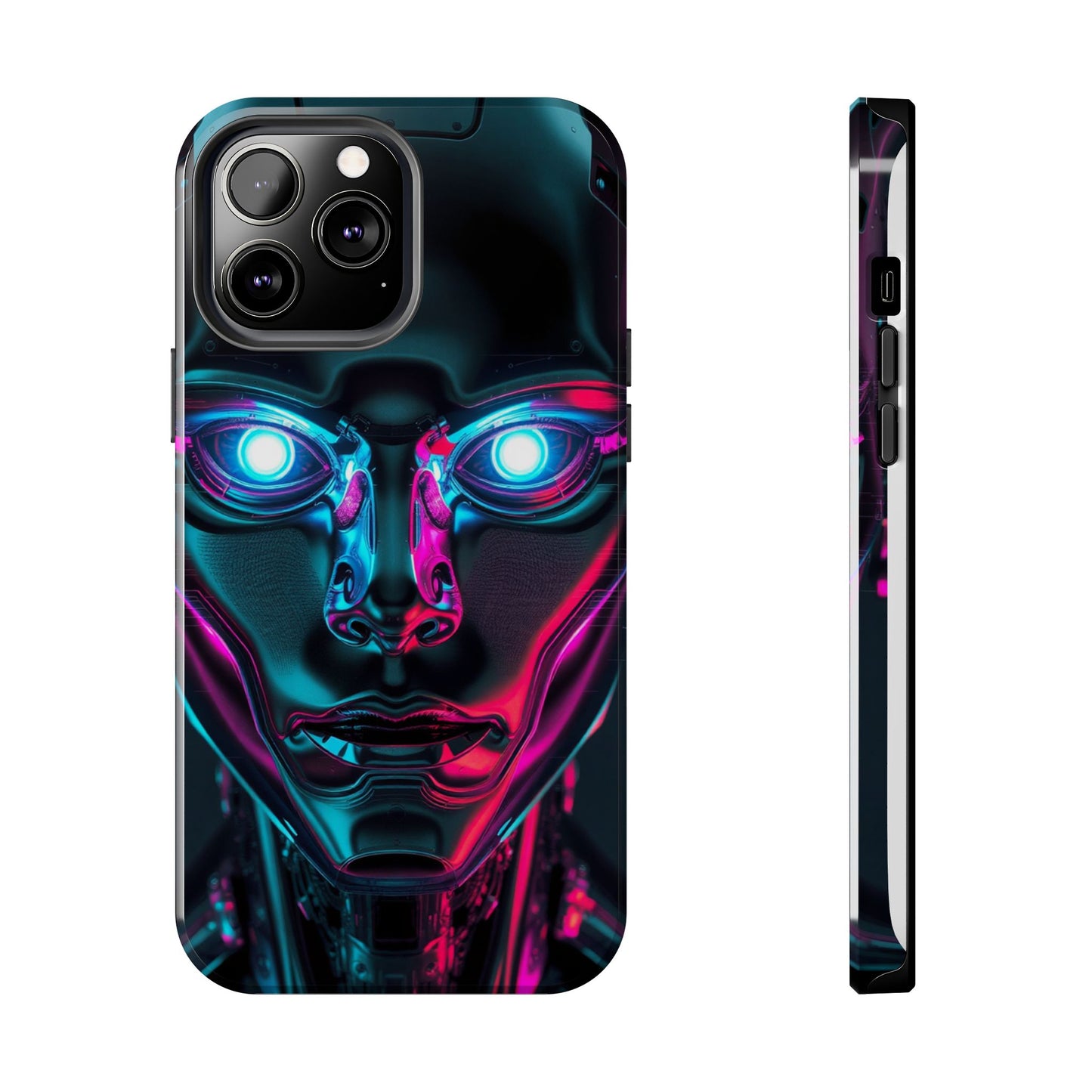 Futuristic Phone Case, Tough Phone Cover, Cyberpunk Style, Robot Design, Gift for Tech Lovers, Unique Phone Accessories