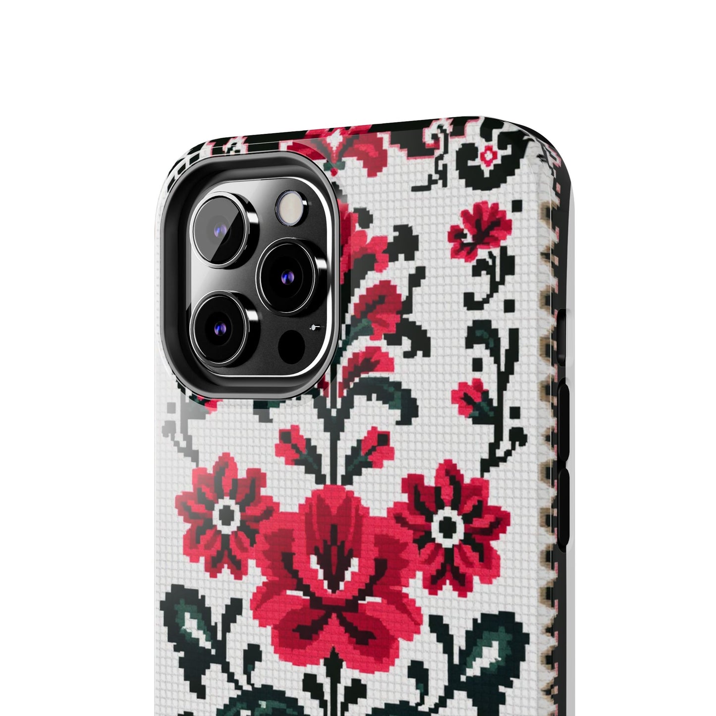 Traditional Floral Knit Tough Phone Cases - Durable Protection with Vintage Style - for iPhone