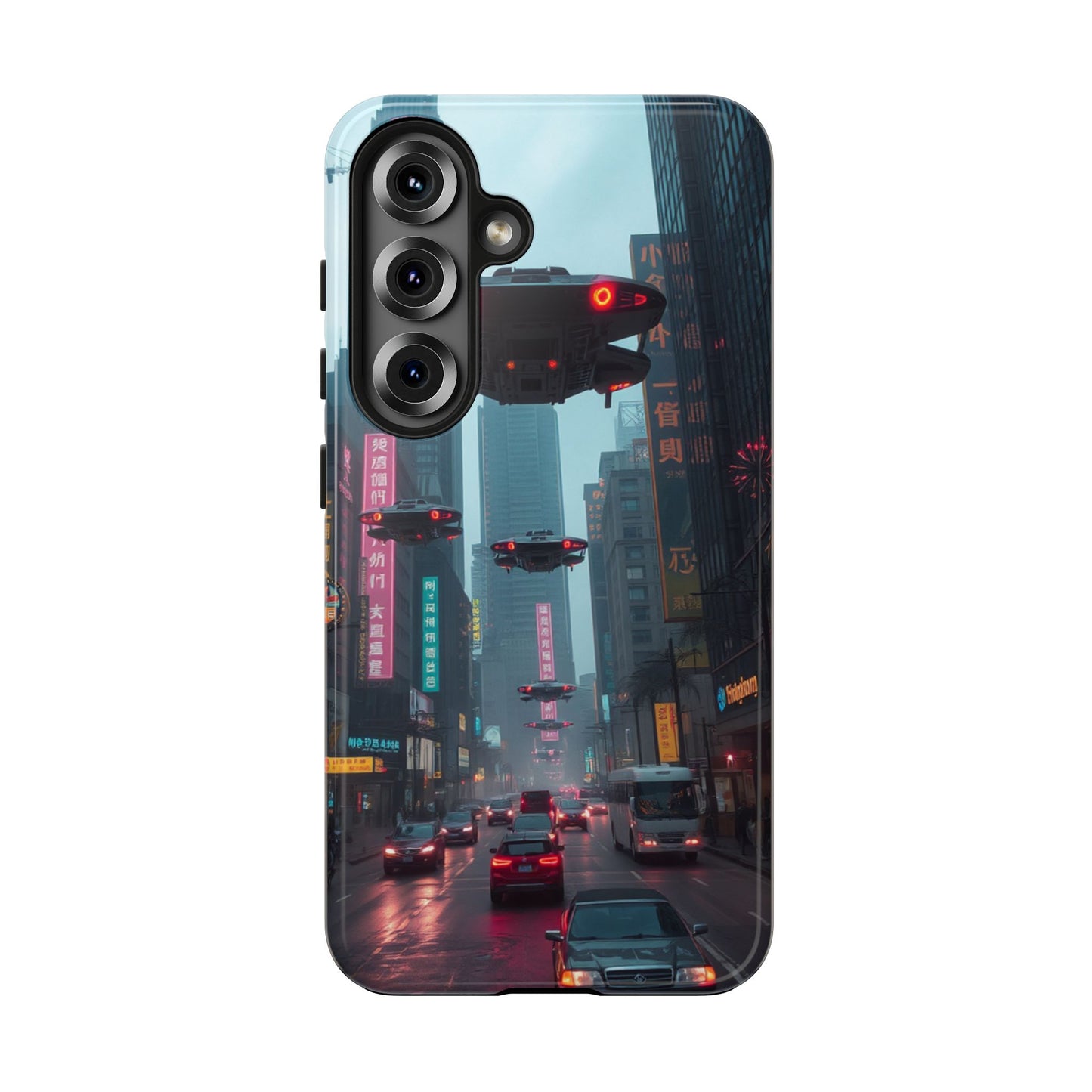 Futuristic City Tough Phone Case - Sci-Fi Design for Urban Explorers