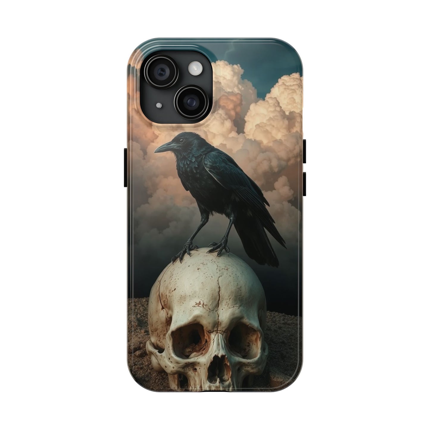 Gothic Raven Skull Tough Phone Case - Unique Protective Cover for Halloween Lovers