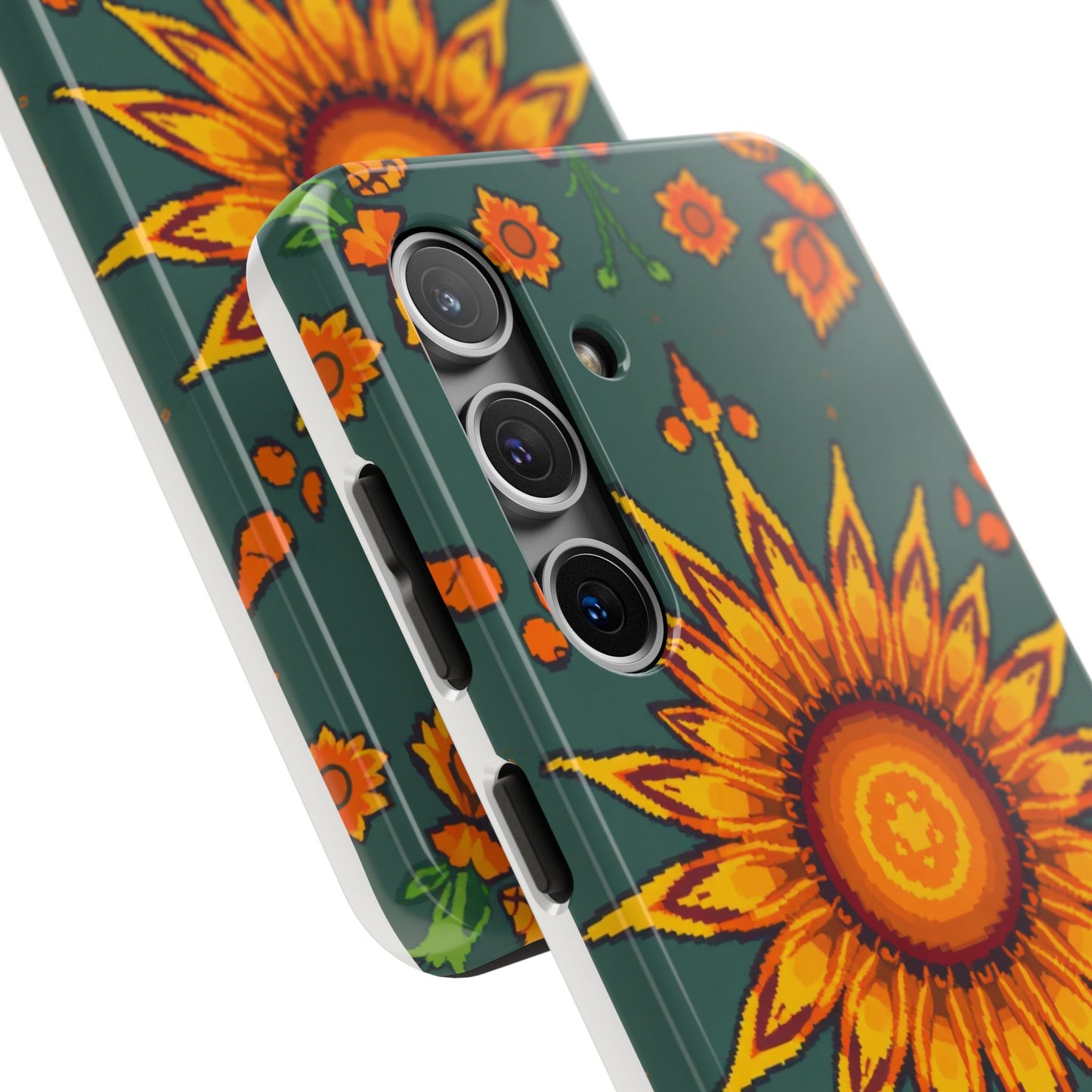 Pixelated Vibrant Floral Tough Phone Case | Sunflower Design for Nature Lovers - for iPhone