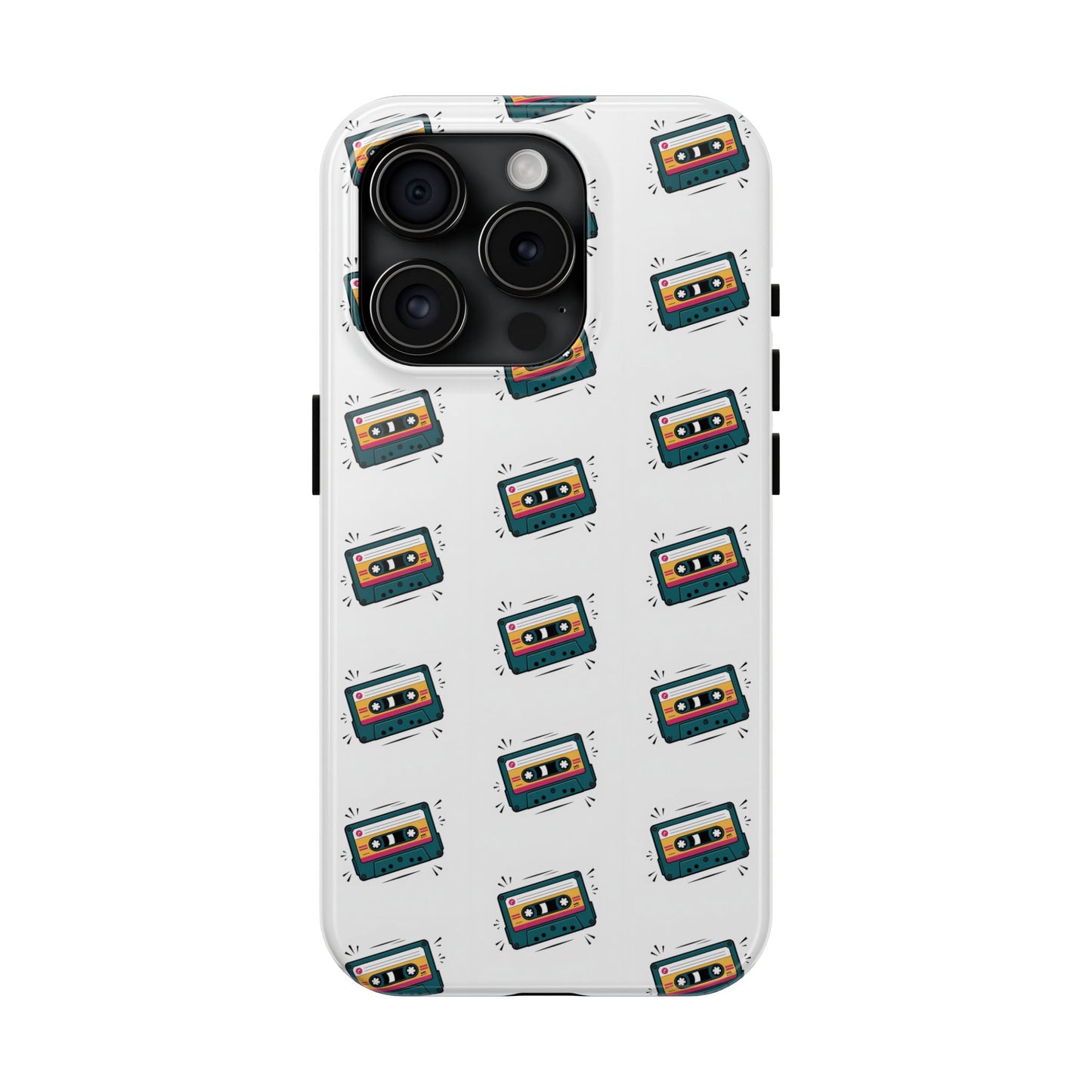 Retro Cassette Tape Phone Case Pattern - White