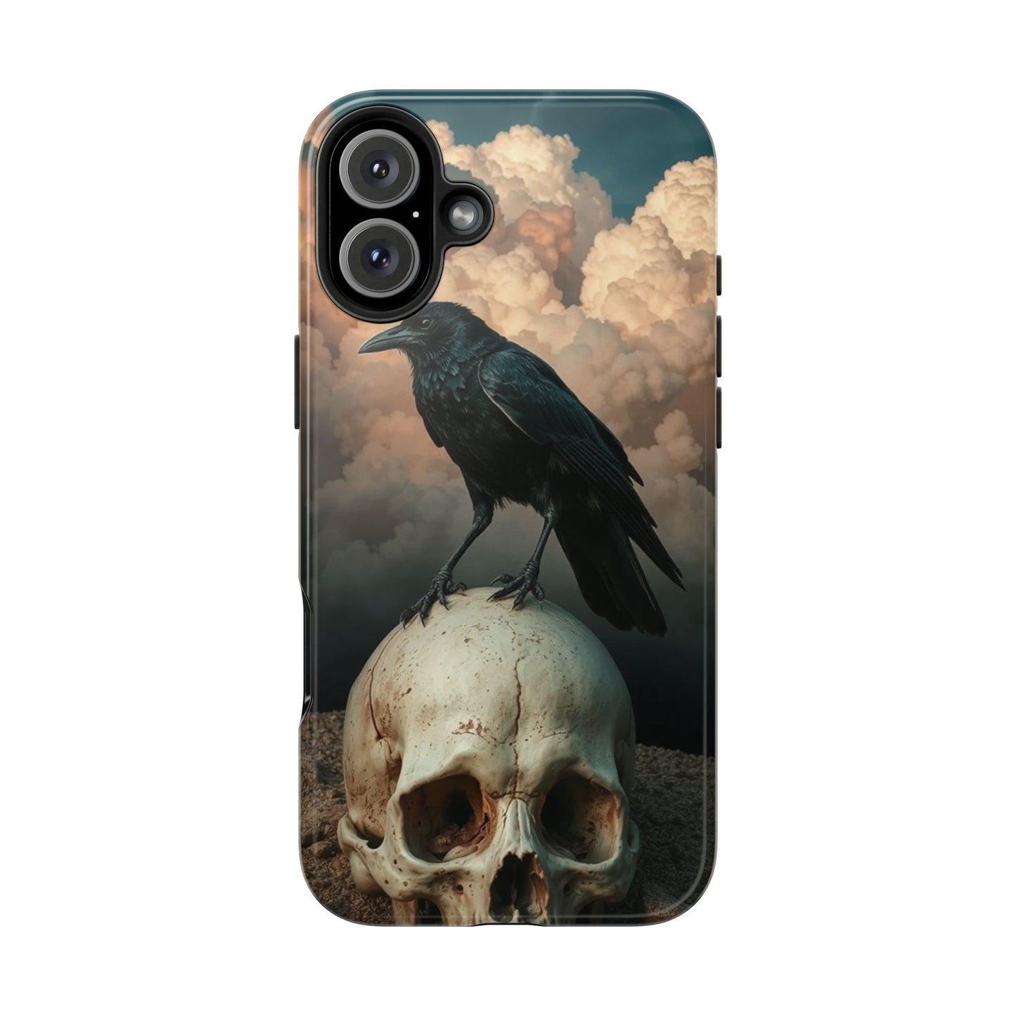 Gothic Raven Skull Tough Phone Case - Unique Protective Cover for Halloween Lovers