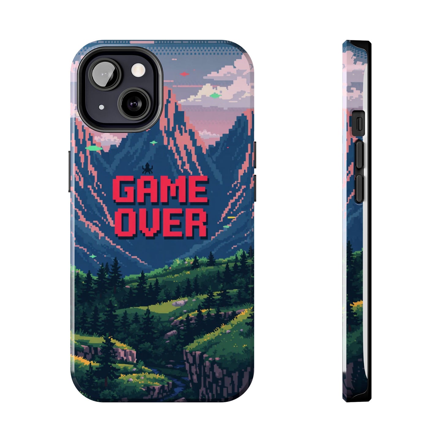 Pixel Art Tough Phone Case - 'Game Over' Design for Gamers