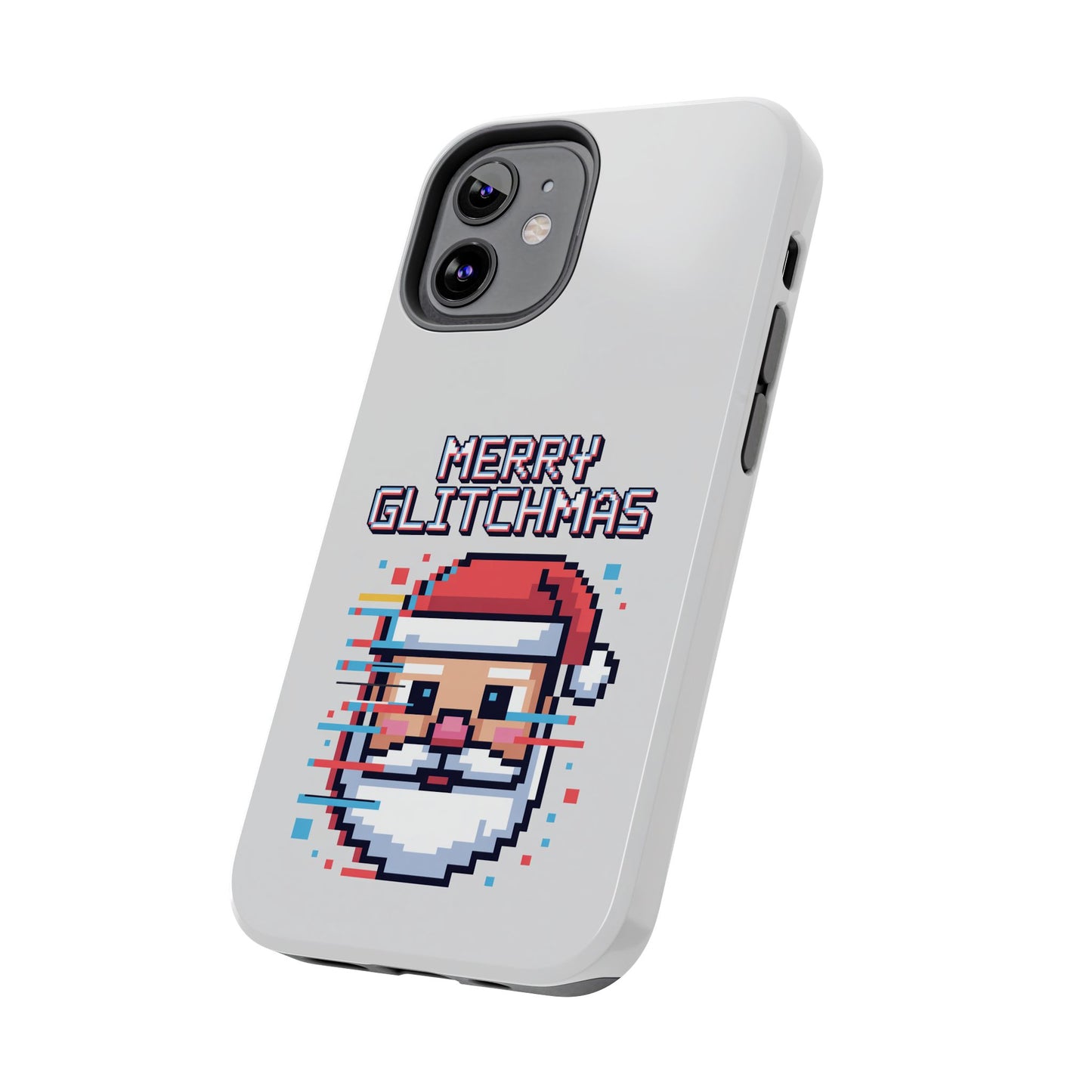 Merry Glitchmas Phone Case - Christmas Pixel Art Design for iPhone