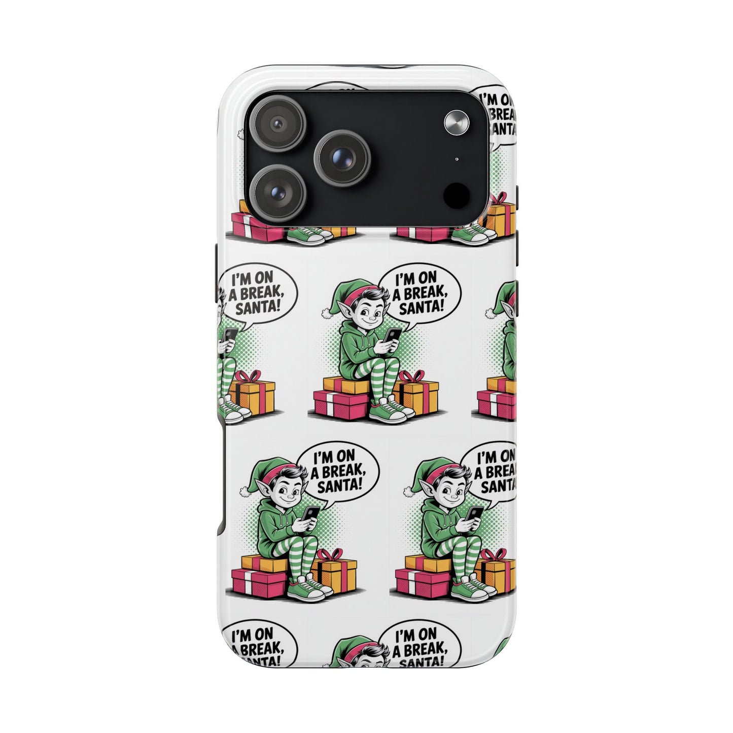 Christmas Elf Tough Phone Case - I'm on a Break, Santa Pattern!