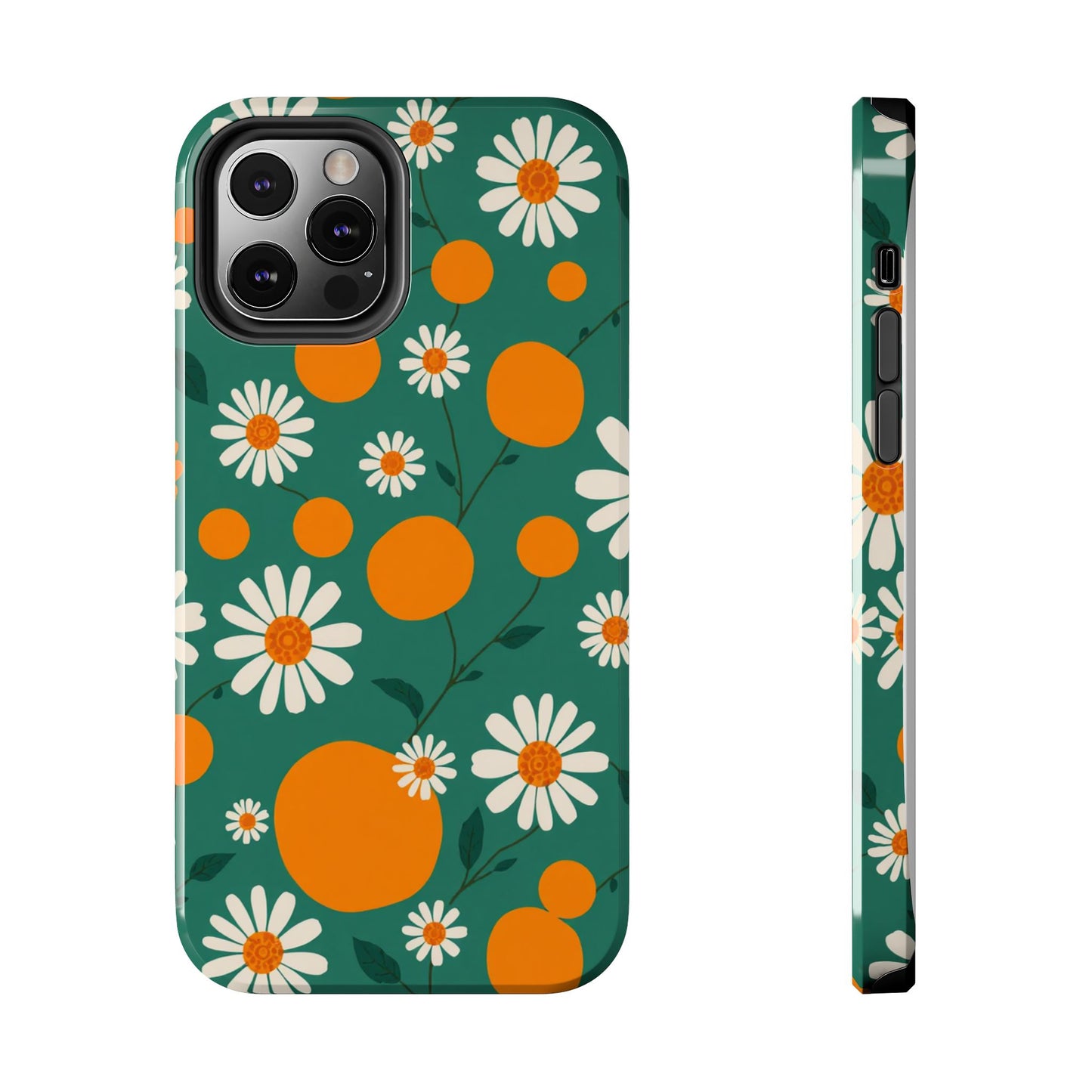 Floral Tough Phone Case - Daisy & Orange Design