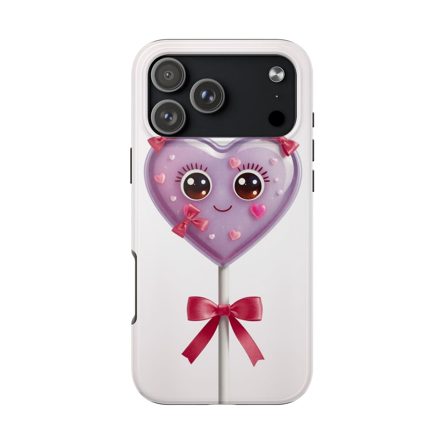 Cute Heart Lollipop Tough Phone Case - Adorable Protection for Candy Lovers