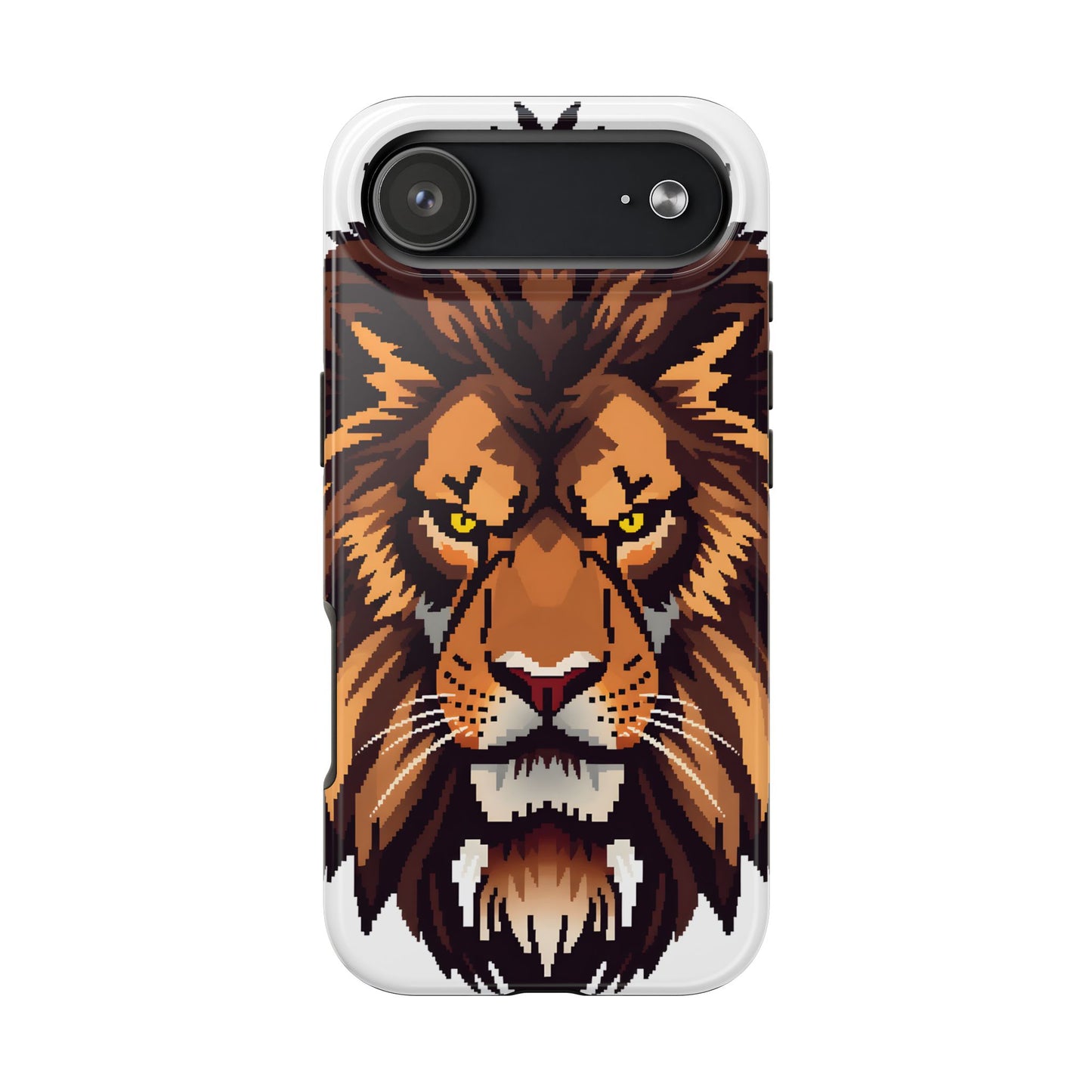 Fierce Pixelated Lion Tough Phone Case - Durable Design for Animal Lovers - for iPhone